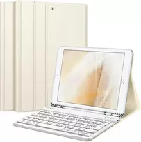 Fintie klaviatūros dėklas, skirtas ipad 10.2 colių (9/8/7 kartos – 2021/2020/2019), apsauginis dėklas su tpu galiniu dangteliu, pieštuko laikikliu ir magnetine nuimama klaviatūra su qwertz išdėstymu, starlight