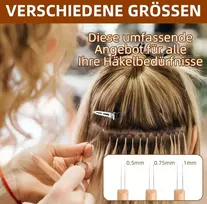 9 dalių vąšelių rinkinys dredams, 0,5/0,75/1 mm vąšeliai dredams, nėrimo vąšelių rinkinys su bambukinėmis rankenomis, idealiai tinka dredams, kasoms, perukams ir kt., vąšelis plaukams (vienas, dvigubas)