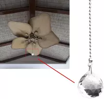 Ventiliatorius Kare & Kind Krištolinio rutulio lubų ventiliatoriaus ir šviestuvo traukimo grandinėlės - 2 x Krištolinio rutulio traukimo grandinėlių rinkinys - Elegantiškas krištolinis rutulys su 1 m traukimo grandinėle