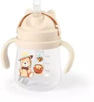Baby Ono Babyono puodelis su šiaudeliu neišsiliejantis kreminis 1728/02
