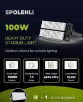 Spolehli Led prožektorius 100 W prožektorius 13000 Lm 6500 K stadionas Ip66 atsparus vandeniui apšvietimas Ac100-265 V stadionui, žaidimų aikštelei, dokui, aikštei, naudojimui lauke