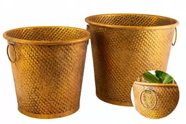 Viviart didelis auksinis metalinis apvalus retro stiliaus vazono gaubtas, 2 vnt.