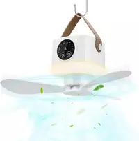7200 Mah Led kempingo lempa su ventiliatoriumi, įkraunama per Usb, kempingo ventiliatorius su šviesa, palapinės lempa, žibintas, lauko kempingo reikmenys, nuimami ventiliatoriaus sparneliai, pakabinamas kabliukas, laikmatis ir trikojis