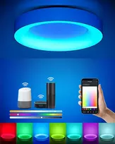 Matane išmanusis led lubinis šviestuvas rgb spalvą keičiantis reguliuojamas, 24 w lubinis šviestuvas su programėlės valdymu, 3000 k - 6500 k lempos suderinamos su alexa, paauglių kambariui, svetainei, miegamajam, vaikų kambariui