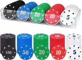 Minisoiso pokerio žetonų rinkinys, 100 vnt., kazino pokerio žetonai, žaidimų žetonai, vertės žetonai, kortos, pokerio žetonai, ruletės žaidimas, bingo žetonai su verte, blackjack rinkinys skaičiavimo žymekliams, kazino pokerio rinkinys