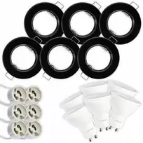 Lumiled 6x įleidžiamas halogeninis šviestuvas, juodas, fiksuotas lubinis šviestuvas + Gu10 10w