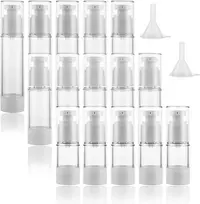 Ldxdru 15 vnt. beoris pompinis dozatorius 15 ml, 30 ml, 50 ml vakuuminis losjono dozatoriaus buteliukas plastikinis kremo dozatorius su piltuvėliu, ventiliuojama vakuuminė kosmetikos talpykla kelionėms ir namams