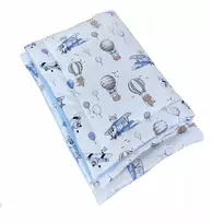 Fluxar Home Mūsų muslino patalynės komplektas 135x100 cm lovytei, lėktuvai, mėlynas