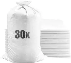 Objektyvas Wopplxy 30 vnt. 25 kg smėlio maišų pakuotė, didelis 70 x 45 cm tuščias audinio maišas, baltas Pp smėlio maišas apsaugai nuo potvynių ir statybos pramonei