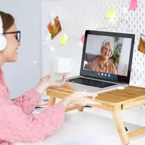 Cerlingwee bambuko stalas nešiojamam kompiuteriui, sulankstomas stalas su stalčiumi, reguliuojamo aukščio, sulankstomas lovos staliukas skaitymui ar pusryčiams, 50 x 30 x 20 cm