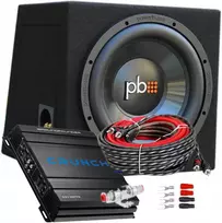 Powerbass S-1204 30cm žemų dažnių garsiakalbio dėžė + Crunch Gpx600.2 + laidai