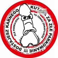 Baudos už blogą parkavimą lipdukai sunkiai nuplėšiami Karny Kutaś ratas 7cm x500