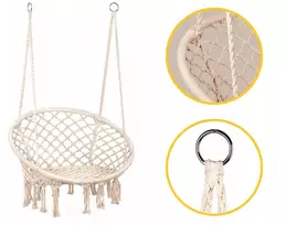 Modern Home Brazilijos kėdė Kabantis fotelis Boho gandralizdis smėlio spalvos 80 cm 150 kg