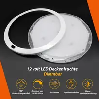 Dream lighting 12 V Led lubinis šviestuvas kemperiui, nameliui ant ratų, valčiai, jachtai, priminimas, reguliuojamas, Ip44, 21 cm, šaltai balta