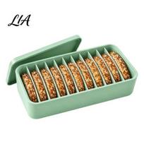 Bread Slice Separator for Freezer 11-Slot Silicone Box Sourdough Storage, Flexible Container with Individual Hand Made Storage Compartments beige