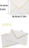 50 vnt. vokų pakuotė, 13,5 x 18,5 cm, prabangūs vokai, popieriniai vokai, kvietimų vokai, laiškų vokai, tinkami vestuvėms, gimtadieniams, vakarėliams, išleistuvėms (balti)
