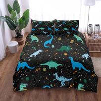 Dinosaur Space Night Duvet Cover Set King Queen Double Full Twin Single Size Navy Bed Linen Set Baby size 90x200cm