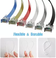 Šakotuvas Plokščias Cat6 Ethernet kabelis 0.5m, 12 vnt. rinkinys, spalvotas