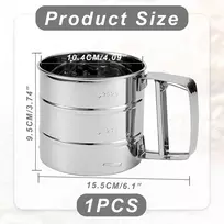 Vcsjw miltų sijotuvas iš nerūdijančio plieno, cukraus pudros barstytuvas 250 g, vienos rankos miltų sijotuvas, cukraus pudros malūnėlis, vienos rankos filtras iš nerūdijančio plieno, skirtas miltams, cukrui, kakavos milteliams