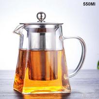 Karščiui atsparus stiklinis arbatinukas su nerūdijančio plieno arbatos infuzijos filtru, gėlių virdulio Kung Fu rinkinys Puer Oolong 550Ml