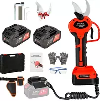 Grandininis pjūklas Akumuliatorinės genėjimo žirklės su 1,2 m ilgio prailginimo laidu: 40 mm belaidės sodo žirklės, 21 V 2 x 3000 Mah akumuliatorinės genėjimo žirklės, skirtos alyvmedžiams, vynuogynams, sodininkystei, vaismedžiams