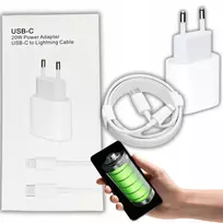 Greitas tinklo įkroviklis iphone 20w usb-c 12 13 14 + lightning kabelis 1m