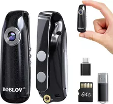 Boblov 007 Mini kamera, 1080p Full Hd kūno kamera, kūno kamera, vaizdo kamera policijai/motociklui/dviračiui/sportui (007 su 64gb Tf kortele)