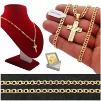 Golden Celebrity Elegantiška auksinė grandinėlė + kryžiaus pakabukas 925/585 krikštynoms + graviravimas