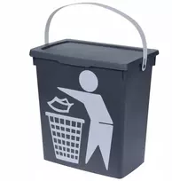 Pilkas šiukšlių kibiras Bio 12 L, pagamintas iš plastiko