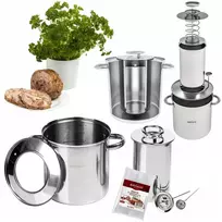 Biowin Slėginis puodas su vandens apvalkalu, 1,5kg, 2 termometrai, maišeliai, Browin
