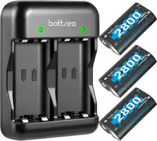 Battsea 3 x 2800 Mah įkraunamos baterijos, skirtos XBOX one/series valdikliui, su greito įkrovimo stotele, suderinama su XBOX one/one s/one x/series s priedais, XBOX valdiklio įkraunamų baterijų paketas