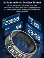 Findtime išmanusis žiedas su ekranu led ekranas išmanusis žiedas vyrams moterims android ios žingsniamatis širdies ritmo monitorius spo2 fitneso sekimo žiedas miego aktyvumo sekiklis ip68 tik tok slinkties žiedas