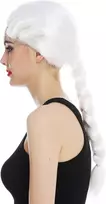 Wig Me Up - 3279-p68 Karnavalinė barokinė ilga balta perukas su kasa, skirta moterims ir vyrams, karaliui