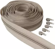 Ipea bsc5m5-03 begalinis užtrauktukas smėlio spalvos 5 metrai + 15 metalinių slankiklių - grandinėlės dydis #5 - pagaminta Italijoje - pilnas užtrauktukas su nailoniniu užtrauktuku