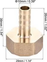 Ventiliatorius Sourcing map žalvarinis žarnos jungties adapteris 10 mm žarnos jungtis x g3/4 vidinis vamzdis su nerūdijančio plieno žarnos spaustuku