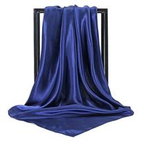 90cm Satin Silk Scarf Large Size Head Scarf Fashion Square Neck Scarves  Travel black