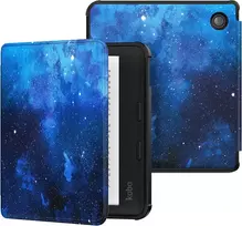 Moko dėklas, suderinamas su Kobo Libra Colour 7 colių 2024 m., itin plonas lengvas Tpu apsauginis išmanusis dėklas su automatiniu miego/pabudimo režimu, mėlynos žvaigždės
