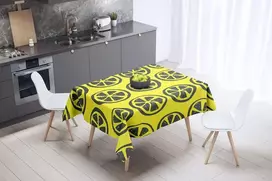 Le Jardin du Lin virtuvinis dekoratyvinis staltiesė, neoninė geltona, dūmų spalvos 140 x 140 cm - sukurta ir pagaminta Turkijoje