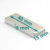 Neodimio magnetas 40x15x5 mm, stačiakampis, plokštelė, stiprus Enes