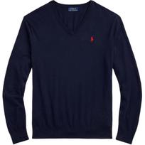 Polo Ralph Lauren V formos iškirptės megztinis su logotipų detalėmis 710890561001 XL black
