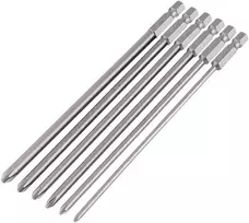 Fixinus 6 dalių magnetinių ilgų Phillips atsuktuvų antgalių rinkinys, 1/4 colio S2 plieno Phillips atsuktuvų antgalių įrankių rinkinys rankiniam elektriniam atsuktuvui Ph1 Ph2-150 mm