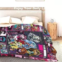 Monster minkštas pledas 100 cm x 75 cm, monster flanelinis pledas mergaitėms, flanelinis pledas sofai, patvarus kelioninis pledas, šiltas užtiesalas, universalus pledas lovai, sofai, miegamajam, biurui