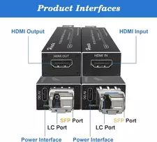 Hereta 4k Hdmi šviesolaidinis ilgintuvas su Sfp moduliu (lc prievadas) 20 km šviesolaidinis siųstuvas-imtuvas per vienmodį optinį šviesolaidį, nesuspaustas, be nuostolių, be delsimo, vienmodis vienas šviesolaidis