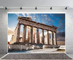 Renaiss 2.2 x 1.5 m Graikijos marmuro kolonos fotografijos fonas Akropolis Antikinės griuvėsių vietovės fonas Partenono šventykla Kelionių atostogų fonas Kūdikių suaugusiųjų portretų foto studijos rekvizitai