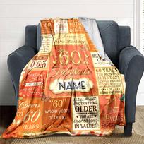 Happy 60Th Birthday Blanket Personalized Name Soft Warm And Versatile For Sofa Bed Office And Travel Machine Washable Comfortable In All Seasons Best 130cmx150cm