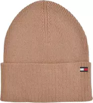 Tommy Hilfiger megzta medvilninė kašmyro kepurė Cotton Cashmere, camel spalvos, vienas dydis