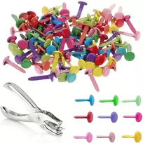 Coyun 100 vienetų rinkinys, apvalūs raštuoti maišelių segtukai, spalvingi raštuoti segtukai su skylamušiais, mini apvalūs brads, mini metaliniai brads biurui, mokyklai, scrapbooking'ui, rankdarbiams, "pasidaryk pats" projektams