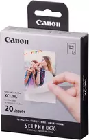 Canon Xc-20l originalus rašalo kasetės / popieriaus rinkinys, 20 lapų, kreditinės kortelės dydis 5,4 x 8,5 cm, skirtas Canon Selphy Qx20 foto spausdintuvams (lipnus, lipdukas, lipdukas, lipnus pagrindas, termosublimacija)