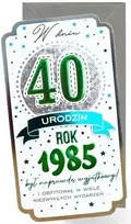 Atvirukas 40-ojo gimtadienio proga, linkėjimai, 1985 metų laida, vyrui, dekoruotas atvirukas