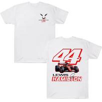 2026 New Model Lewis Hamilton Racing Car 44 Number High-quality Comfortable Casual Printed Men's T-shirt 130 white